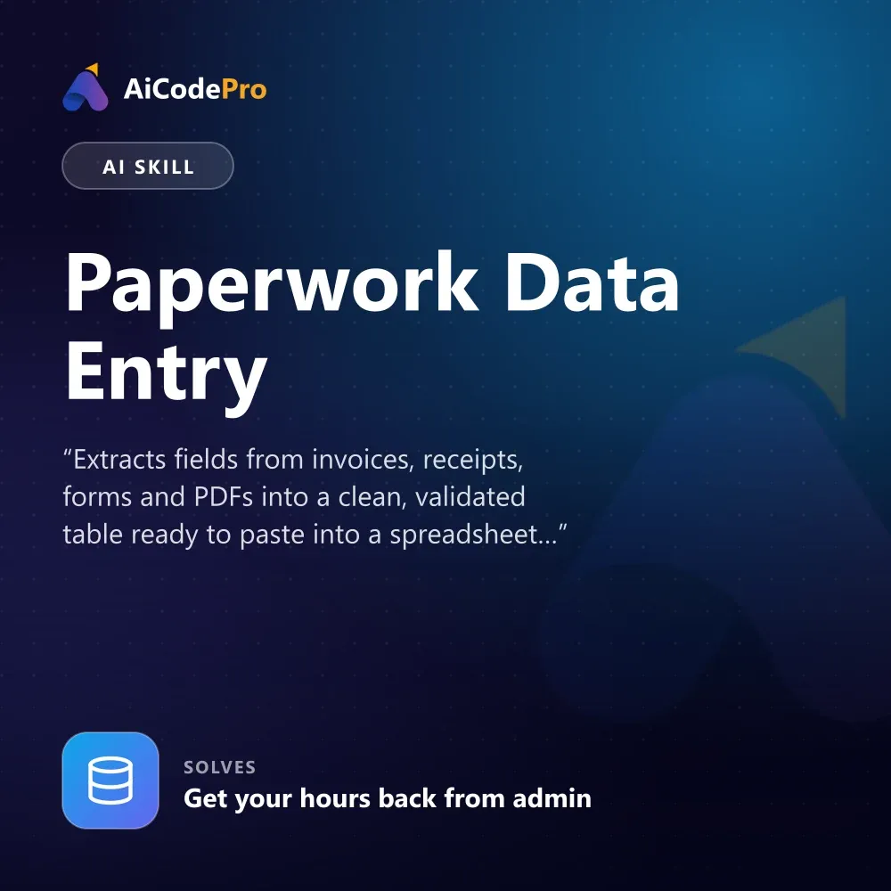 Paperwork Data Entry Skill