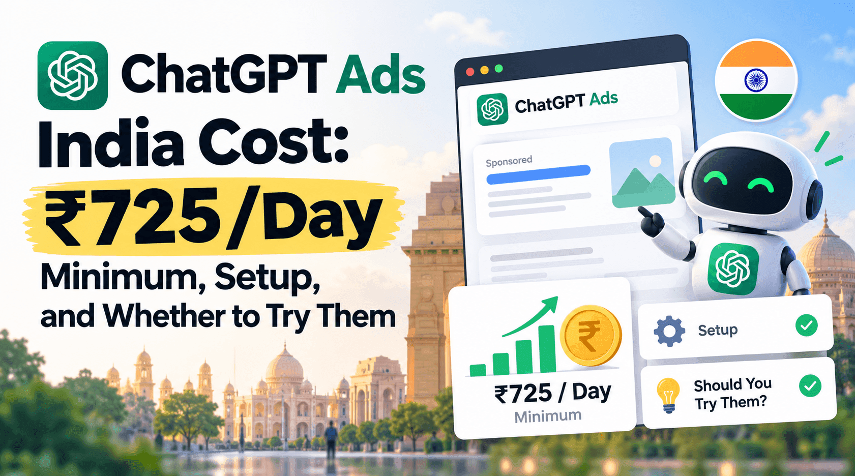 ChatGPT Ads India Cost: ₹725/Day Minimum, Setup, and Whether to Try Them